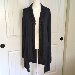 Women’s Roz & Ali Gray Open Cardigan Sweater Size Medium